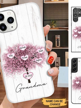 Hearts Tree Grandma with Grandkids Mommy Auntie Personalized Phone case