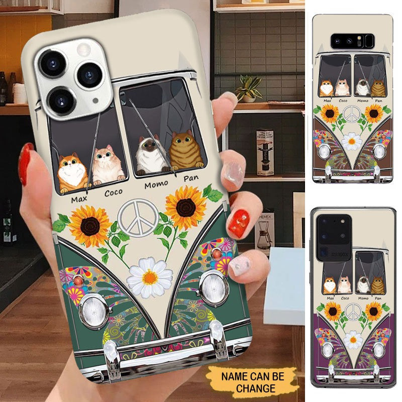 Hippie car Cat Lovers personalized phone case ShinyCustom The