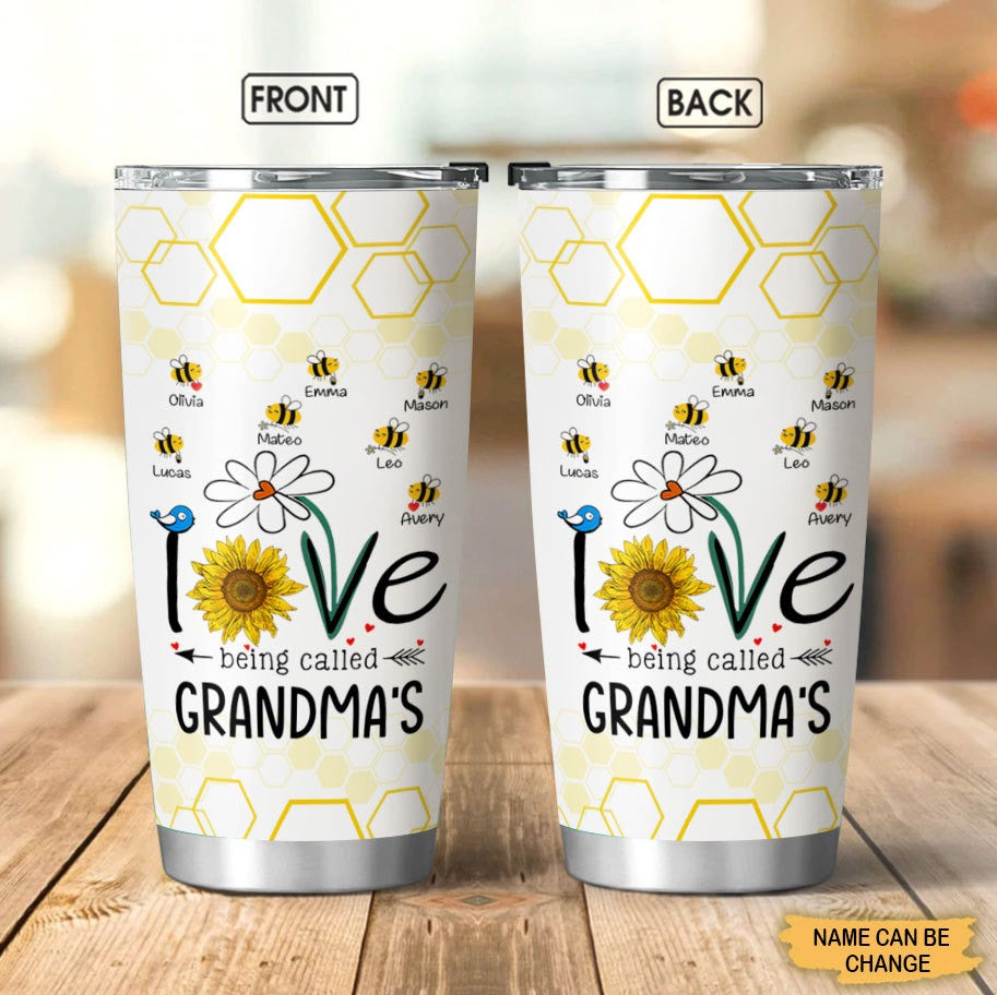 Honey Bees LOVE Being Called Grandma Mommy Auntie Personalized Tumbler Tumbler ShinyCustom - The Best Personalized Gift Store 