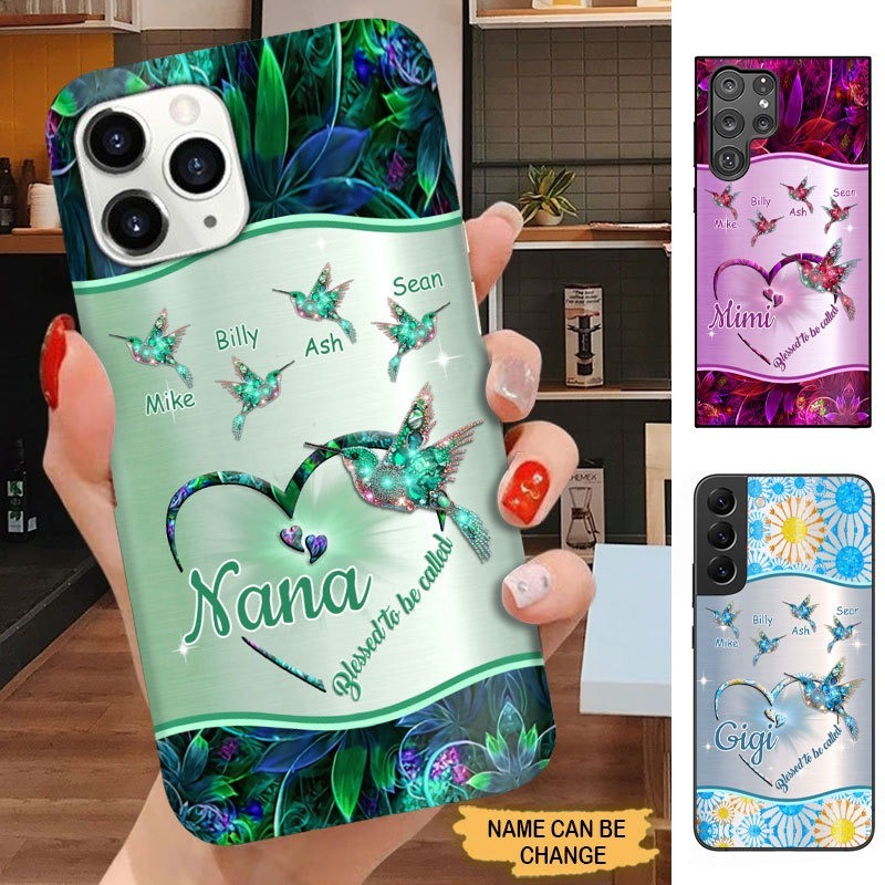 Hummingbird Blessed To Be called Nana Mimi Gigi Grandma Personalized Phone case SC30814 Phone case ShinyCustom Phone Case 
