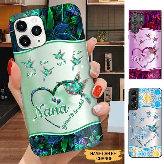 Hummingbird Blessed To Be called Nana Mimi Gigi Grandma Personalized Phone case SC30814 Phone case ShinyCustom Phone Case 