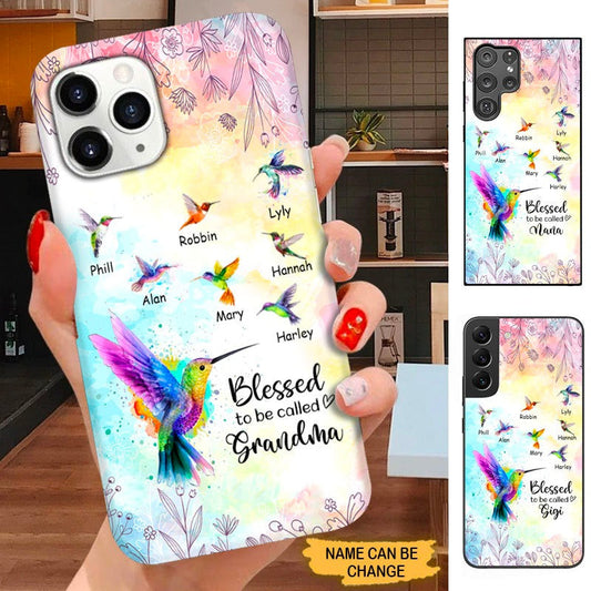 Hummingbird Blessed to be called Grandma Nana Mimi Personalized Phone case SC15092 Phone case ShinyCustom Phone Case 