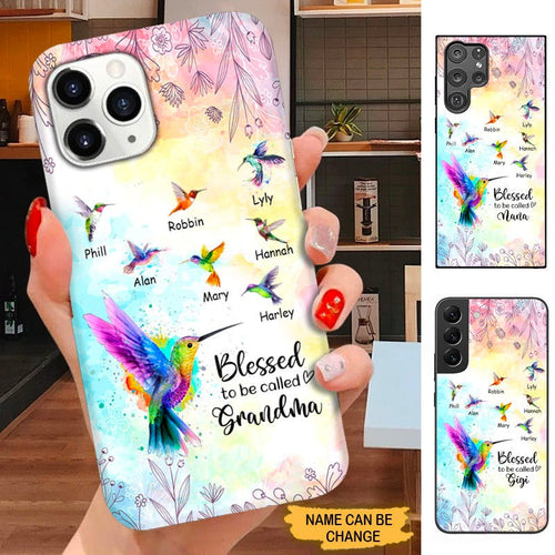 Hummingbird Blessed to be called Grandma Nana Mimi Personalized Phone case SC15092 Phone case ShinyCustom Phone Case 