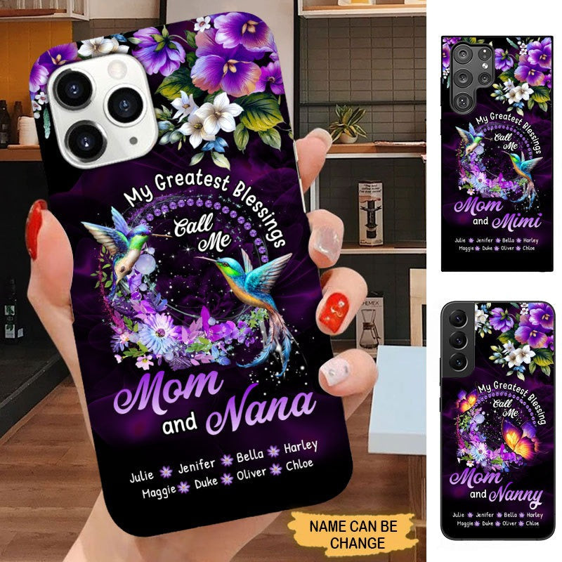 Hummingbird Butterfly My Greatest Blessings Called Me Mom And Nana Grandma Personalized Phone Case SC2583 Phone case ShinyCustom Phone Case 