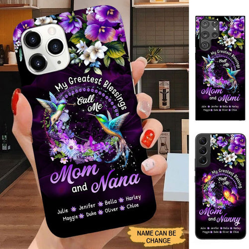 Hummingbird Butterfly My Greatest Blessings Called Me Mom And Nana Grandma Personalized Phone Case SC2583 Phone case ShinyCustom Phone Case 