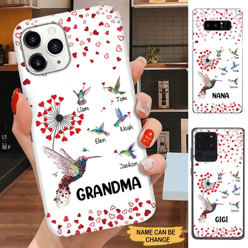Hummingbird Dandelion Grandma with Grandkids Personlized Phone Case Phone case FUEL 