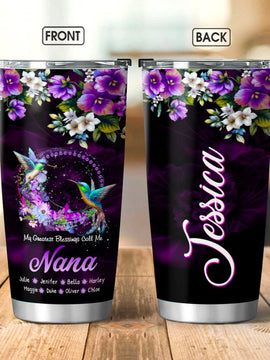 Hummingbird Grandma with Grandkids Mommy Auntie Personalized Tumbler SC22922