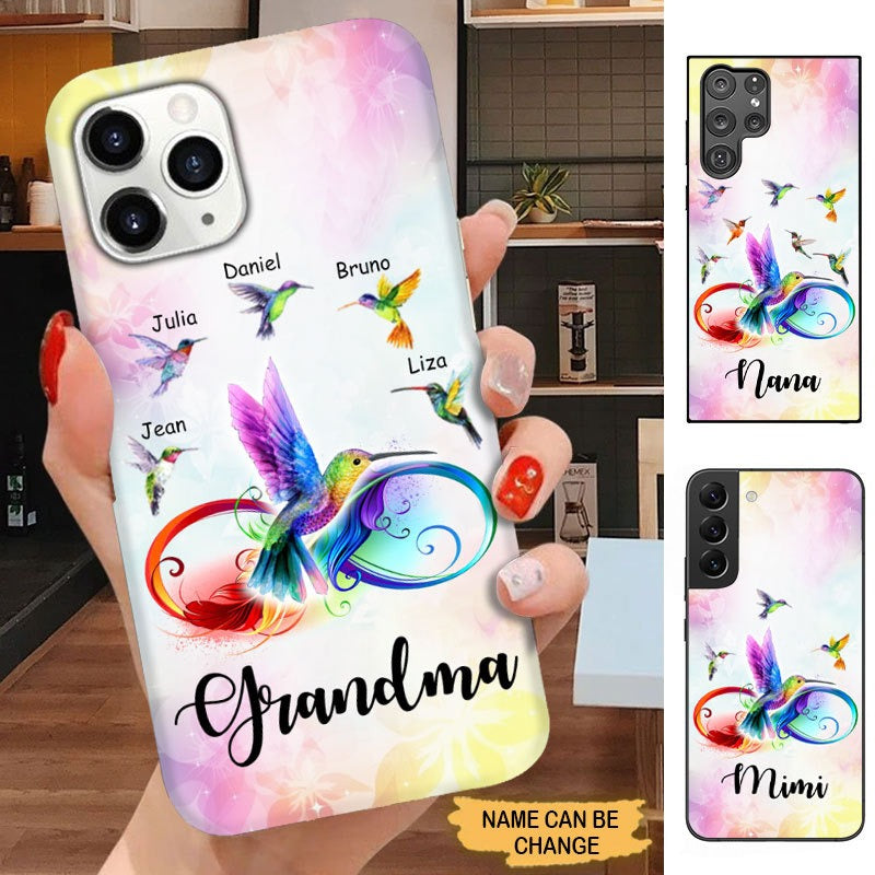 Hummingbird Grandma with grandkids Nana Mommy Gigi Mimi Personalized Phone case SC2489 Phone case ShinyCustom Phone Case 