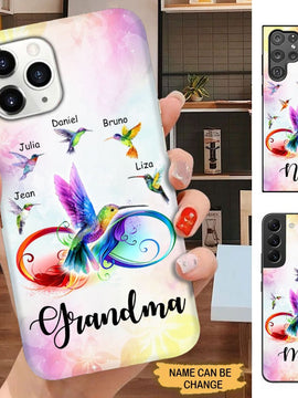 Hummingbird Grandma with grandkids Nana Mommy Gigi Mimi Personalized Phone case SC2489