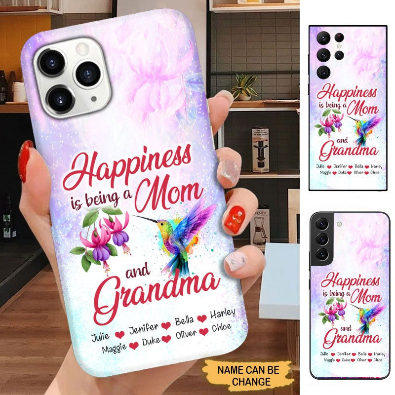 Hummingbird Happiness is being a Mom and Grandma Personalized Phone case Phone case FUEL 