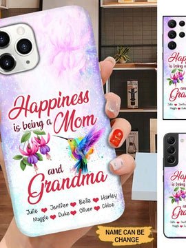 Hummingbird Happiness is being a Mom and Grandma Personalized Phone case