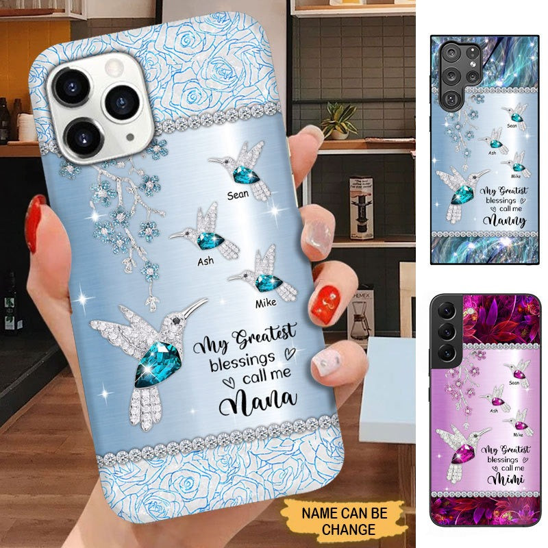 Hummingbird My Greatest Blessings Call Me Nana Mimi Gigi Grandma Personalized Phone case SC30816 Phone case ShinyCustom Phone Case