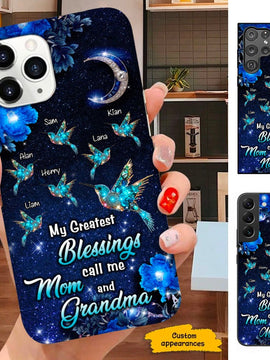 Hummingbird My Greatest Blessings called me Mom and Grandma Personalized Phone case SC241109