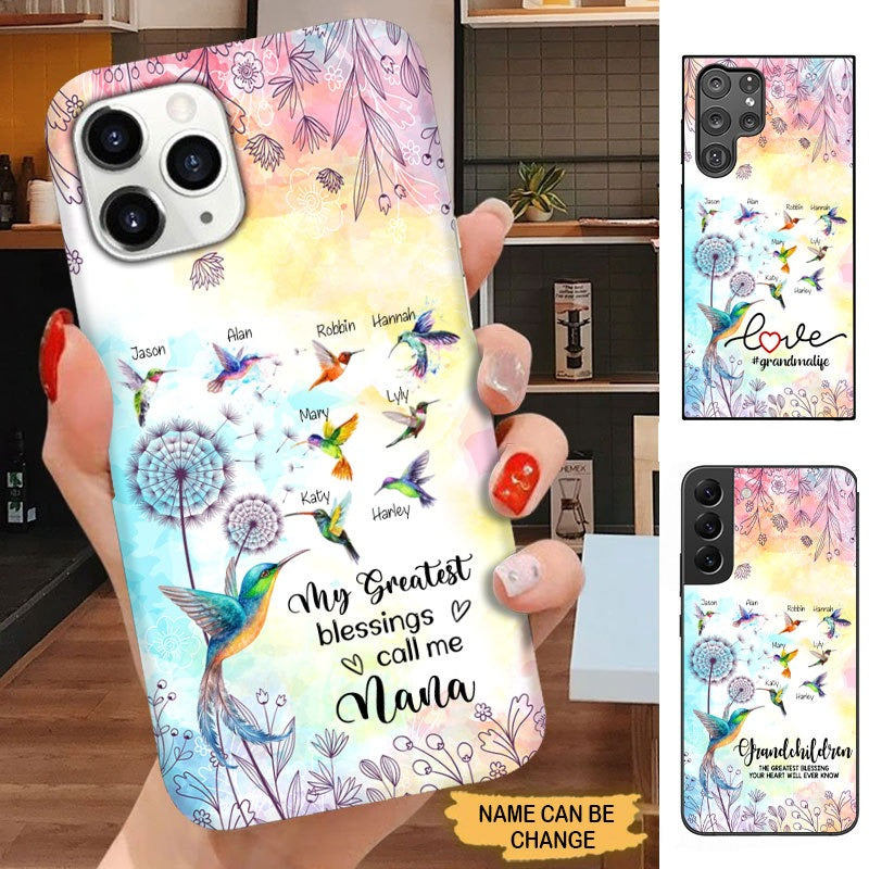 Hummingbird My greatest blessings call me Grandma Mommy Auntie Personalized Phone case Phone case FUEL 