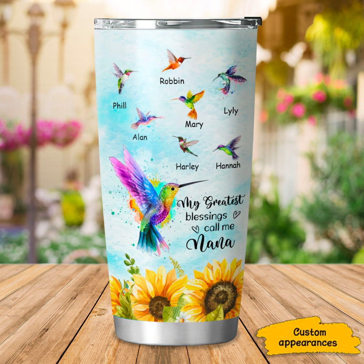 Hummingbird My greatest blessings call me Nana Grandma Mommy Personalized Tumbler 01119 Tumbler Cup ShinyCustom - The Best Personalized Gift Store 