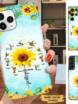 Hummingbird Sunflower Grandma with Grandkids Personalized Phone case