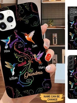 Hummingbirds Blessed to be called Grandma Nana Mimi Personalized Phone case