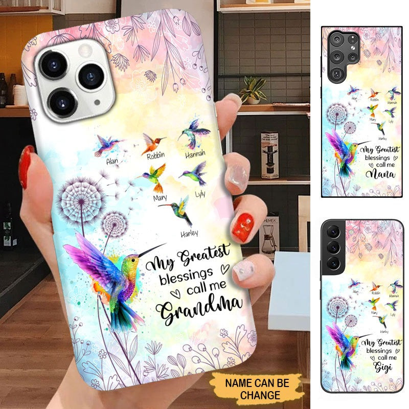 Hummingbirds My Greatest Blessings Call me Grandma Nana Gigi Personalized Phone case Phone case FUEL 