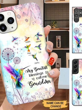 Hummingbirds My Greatest Blessings Call me Grandma Nana Gigi Personalized Phone case