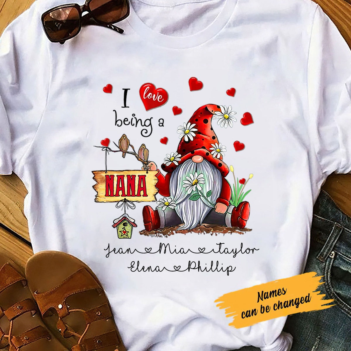 Gnome I Love Being Nana Grandma Mommy Auntie Personalized Hoodie Shirt Apparel Gearment 