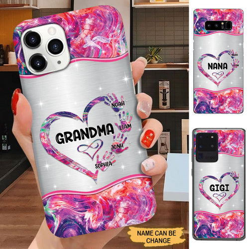 I Love My Grandkids To Infinity And Beyond Hand Print Personalized Glass Phone Case Phone case FUEL 