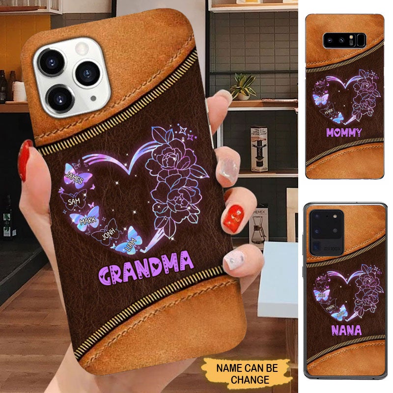 Leather Pattern Butterflies Grandma Personalized Phone Case Phone case FUEL 