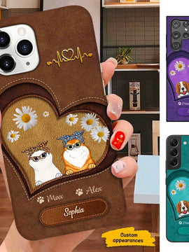 Leather Pattern Cat Lover Dog Lover Personalized Phone case SC011201