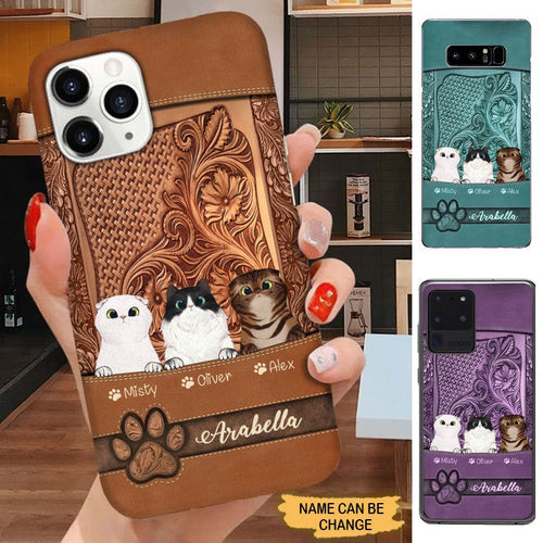 Leather Pattern Cat Lovers Personalized Phone case Phone case FUEL 