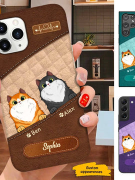 Leather Pattern Cat Mom Cat Lover Personalized Phone Case SC29127