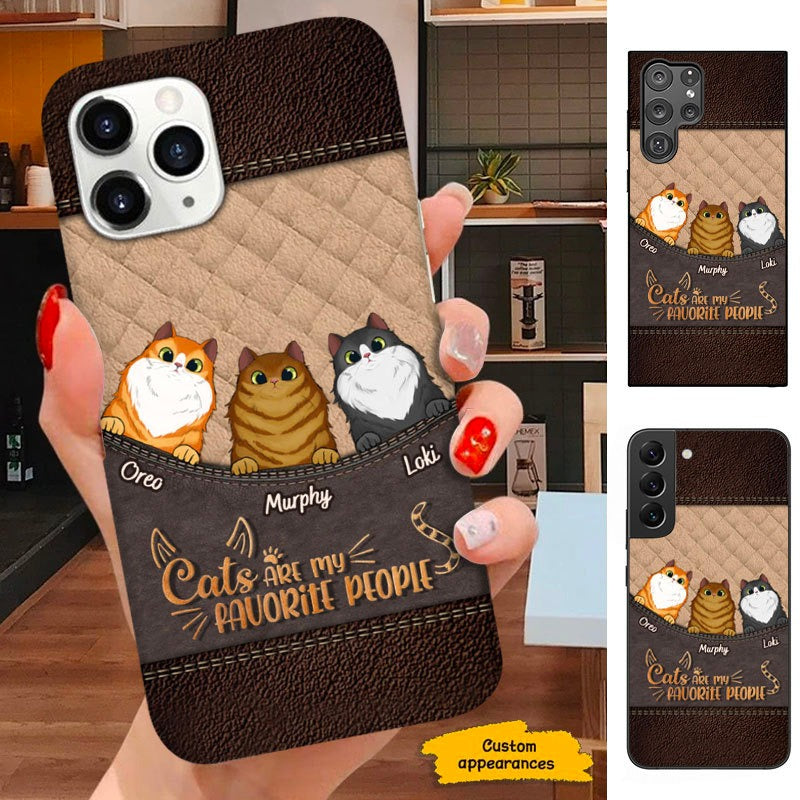 Leather Pattern Cats Are My Favorite People Phone Case for Cat Lovers SC011203
