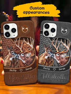 Leather Pattern Deer Couple You and Me we got this Personalized Phone Case SC23412