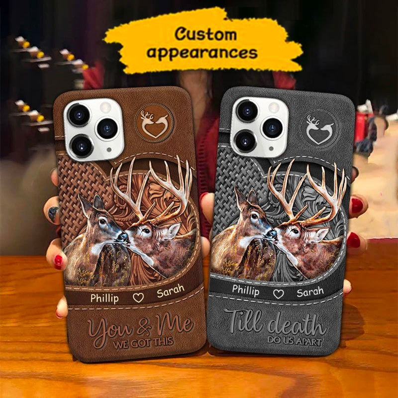 Leather Pattern Deer Couple You and Me we got this Personalized Phone -  SHINYCUSTOM LLC