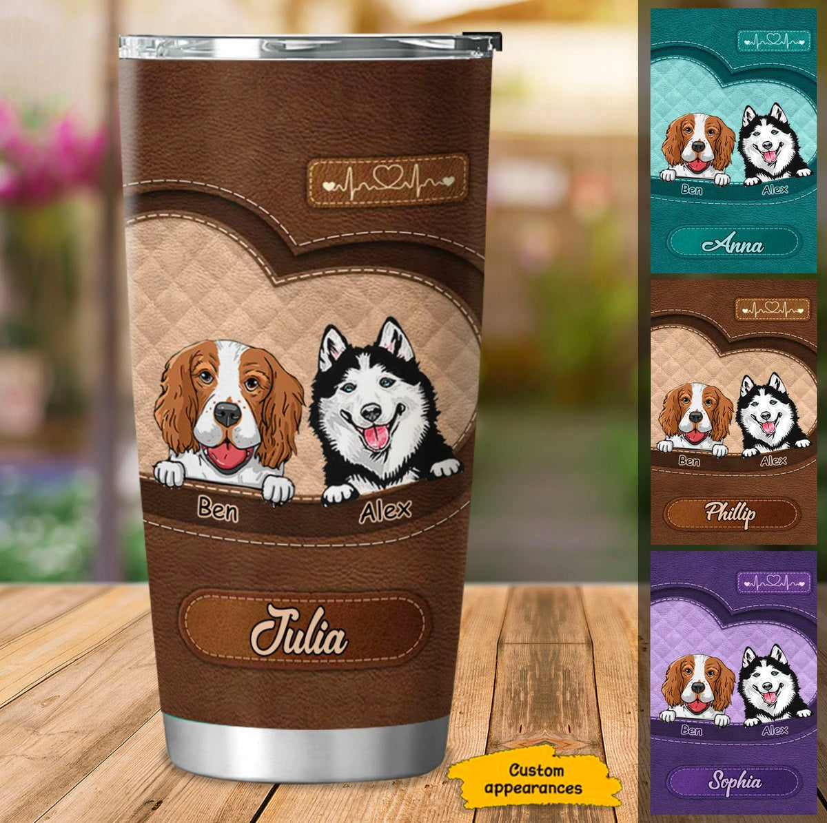 Leather Pattern Dog Mom Dog Mama Pet Lover Personalized Tumber SC91239