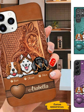 Leather Pattern Dog Mom Puppy Personalized Phone Case Leather Pattern Dog Mom Puppy Personalized Phone Case SC140111