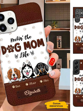 Leather Pattern Dog Mom Puppy Personalized Phone Case SC01114