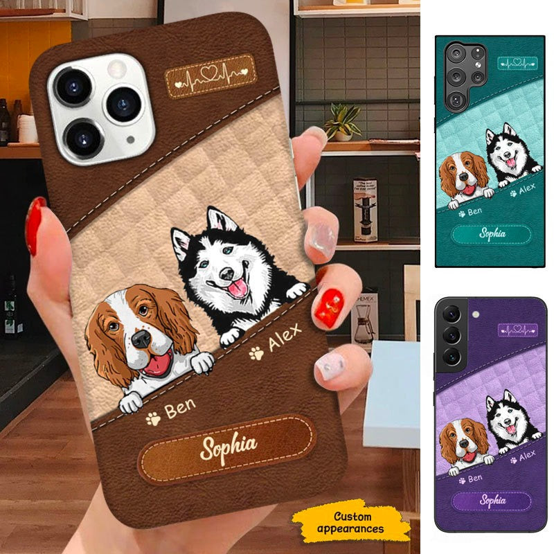 Leather Pattern Dog Mom Puppy Personalized Phone Case SC291210