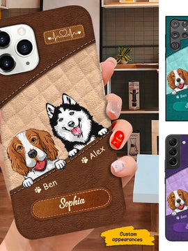 Leather Pattern Dog Mom Puppy Personalized Phone Case SC291210