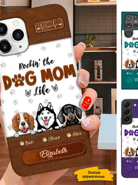 Leather Pattern Dog Mom Puppy Personalized Phone Case SC29121