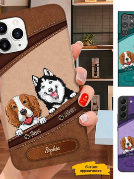 Leather Pattern Dog Mom Puppy Personalized Phone Case SC29123