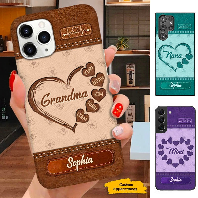 Leather Pattern Heart Grandma Nana Mimi Personalized Phone case SC29126