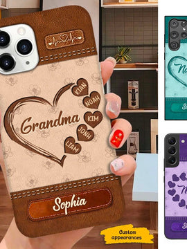 Leather Pattern Heart Grandma Nana Mimi Personalized Phone case SC29126