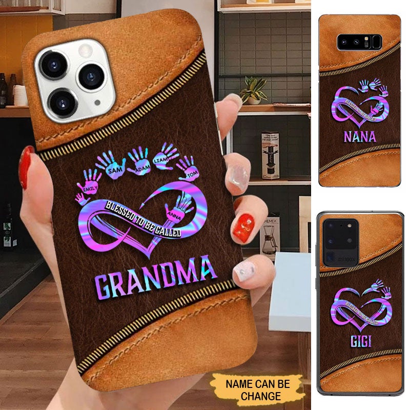 Leather Pattern Heart with Hand print Personalized Grandma Phone case Phone case FUEL 