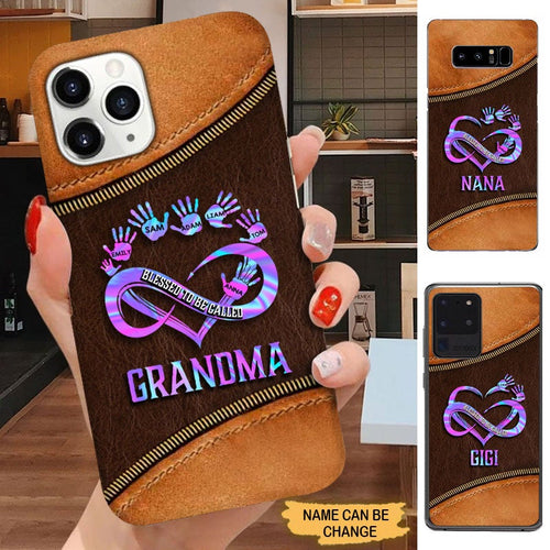 Leather Pattern Heart with Hand print Personalized Grandma Phone case Phone case FUEL 