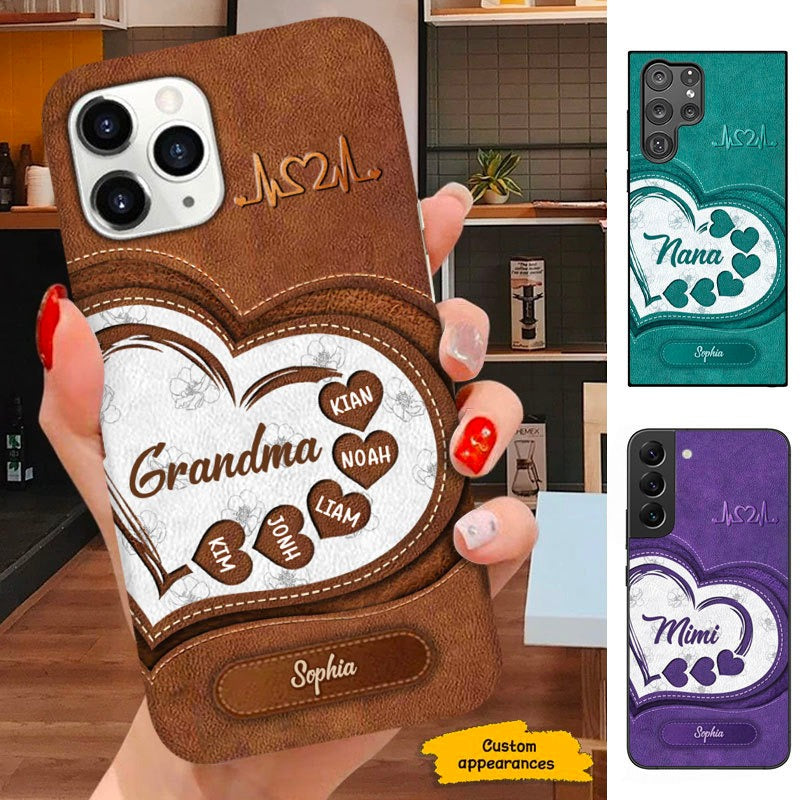 Leather pattern Heart Grandma Mommy Auntie Personalized Phone case SC011205