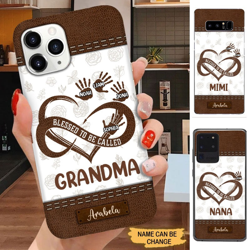 Leather pattern Heart hand print Grandma Mommy Aunite Personalized Phone case Phone case FUEL 