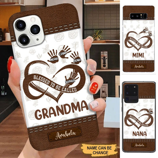 Leather pattern Heart hand print Grandma Mommy Aunite Personalized Phone case Phone case FUEL 
