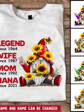 Legend Wife Mom Grandma Gnome Personalized Shirt