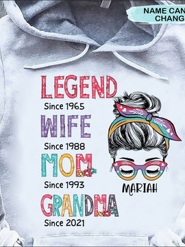Legend Wife Mom Grandma Pattern Personalized Shirt