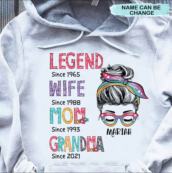 Legend Wife Mom Colorful Pattern Sassy Woman Personalized Hoodie Sweat