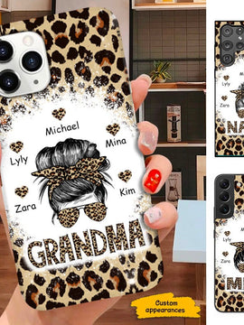 Leopard Bun Hair Grandma Nana Mimi Mom Personalized Phone case SC281211